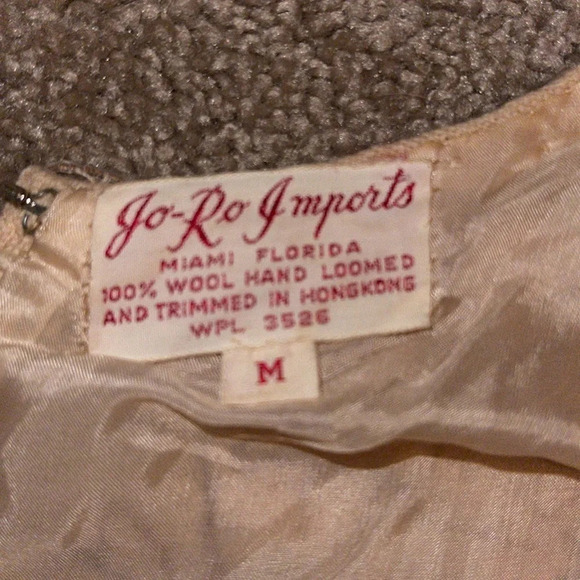 Vintage Jo-Ro Imports Sequin Top. Cream/Yellow. Medium, Wool. X - Picture 4 of 6